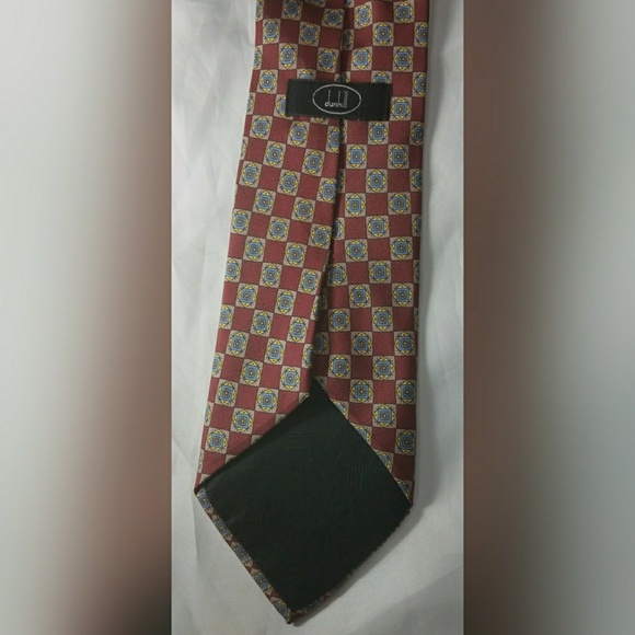 Dunhill Tie Geometric Maroon Burgundy - Picture 4 of 5